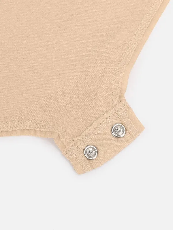 Deep Back Long Sleeve Tummy Control Shapewear Bodysuit