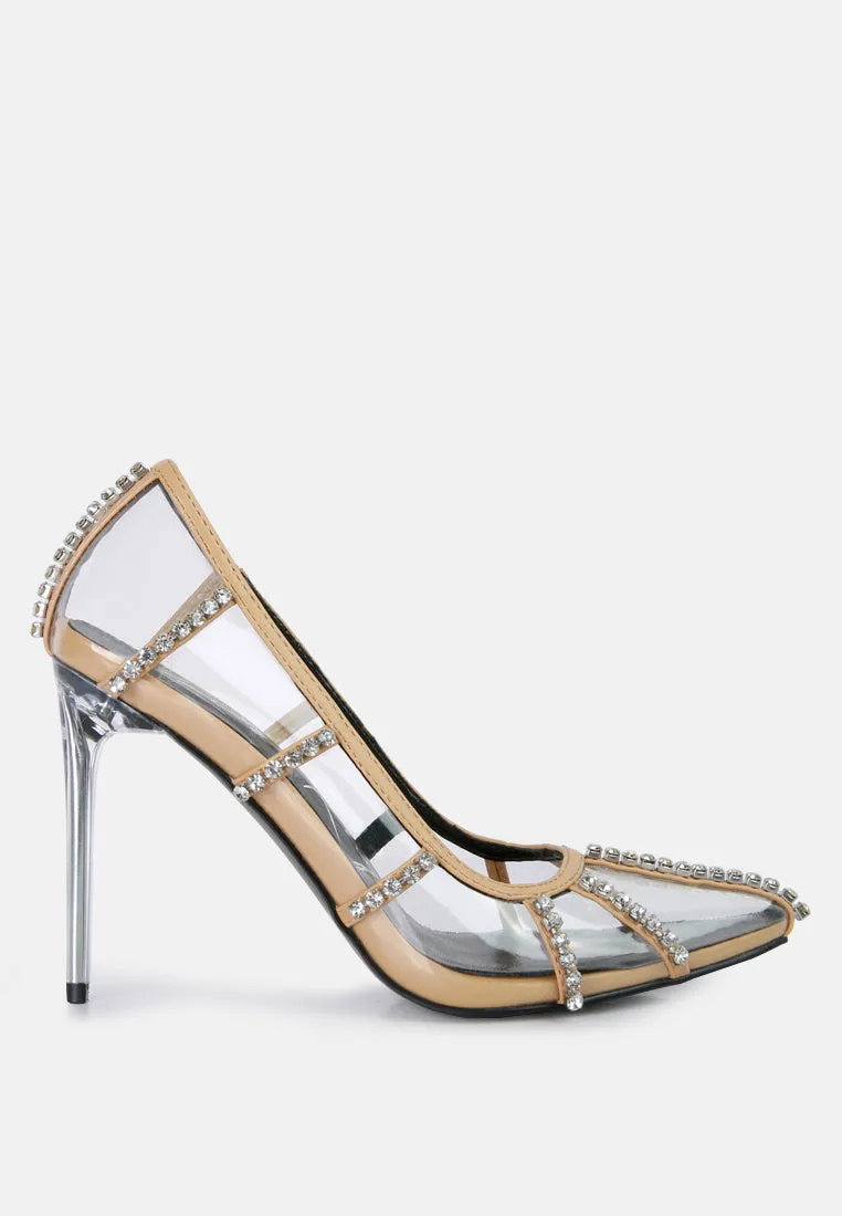 Diamante Clear Stiletto Heel Pumps By Ruw