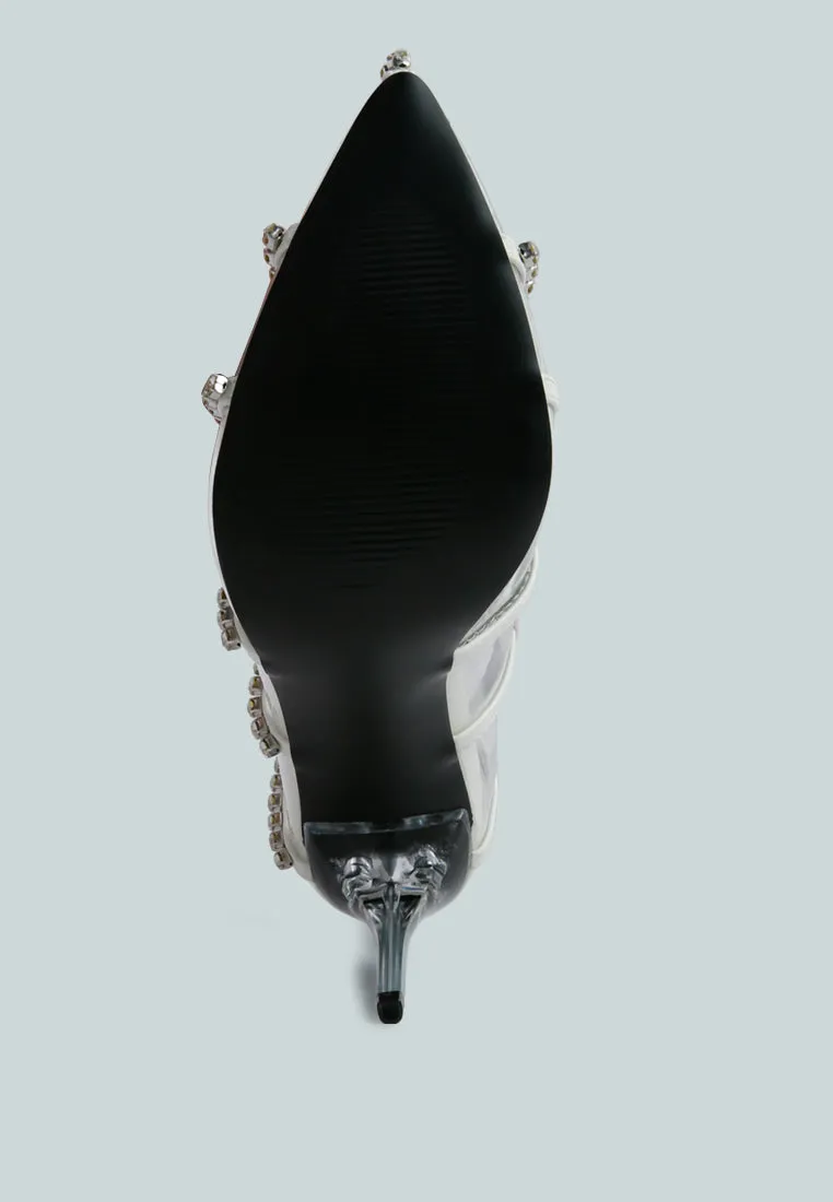 Diamante Clear Stiletto Heel Pumps By Ruw