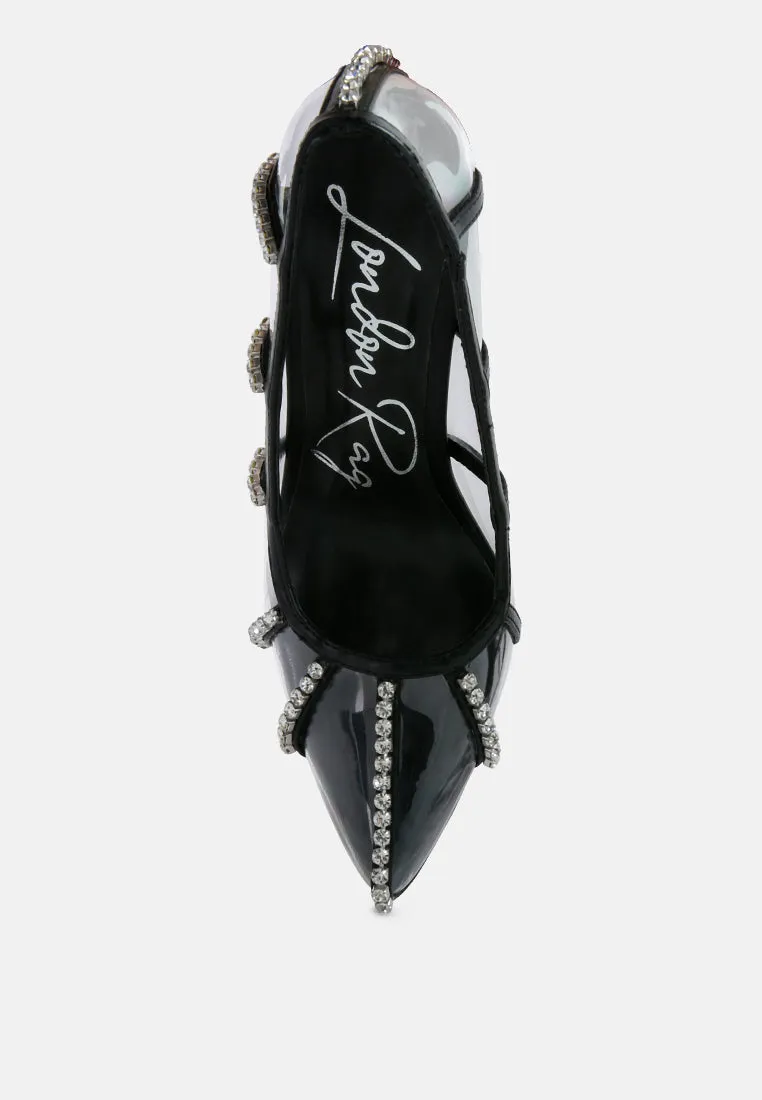 Diamante Clear Stiletto Heel Pumps By Ruw