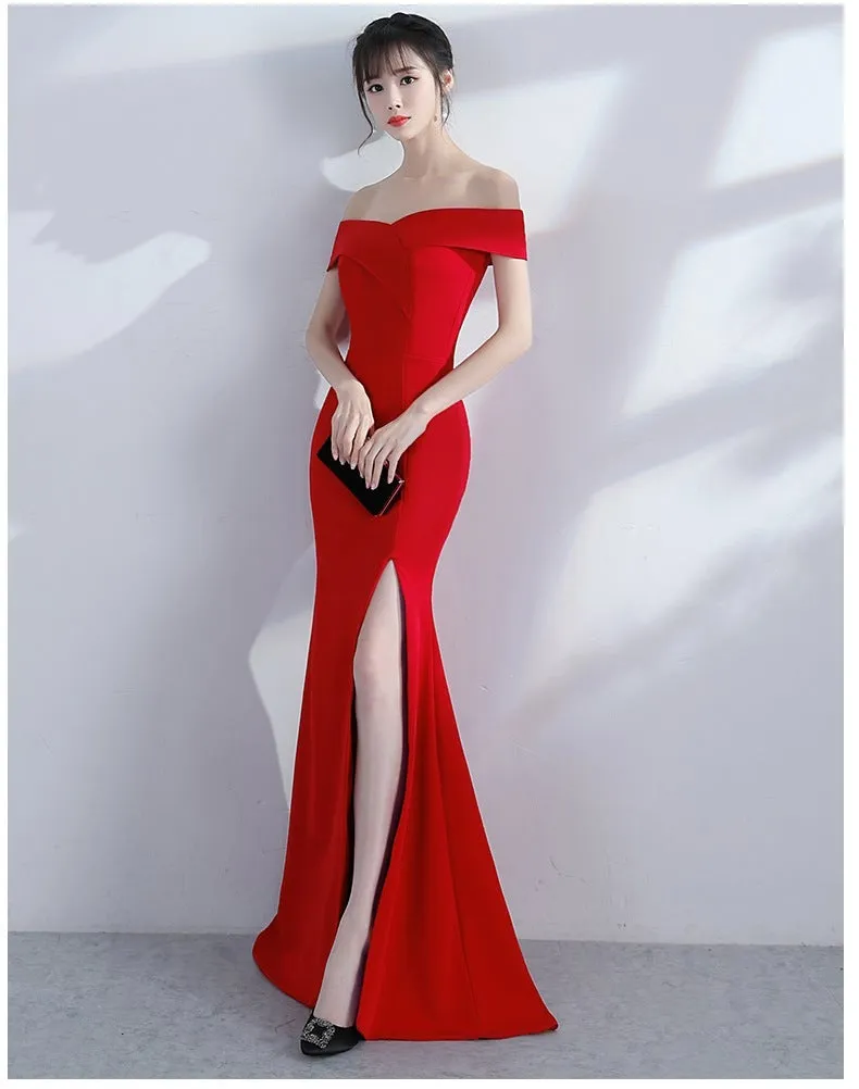 Diva Strapless High Charming Slit Formal Dress