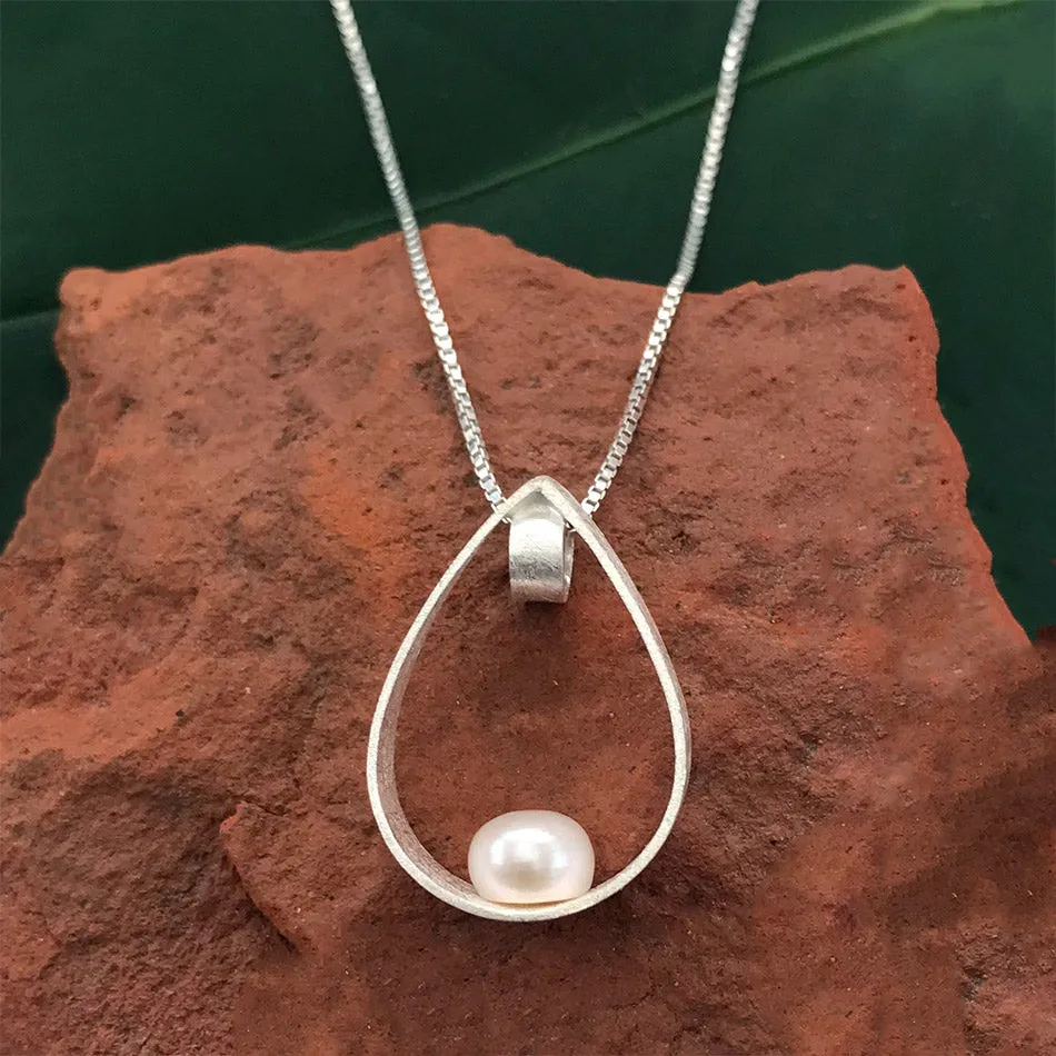 Elegant Teardrop Necklace - Sterling Silver, Indonesia