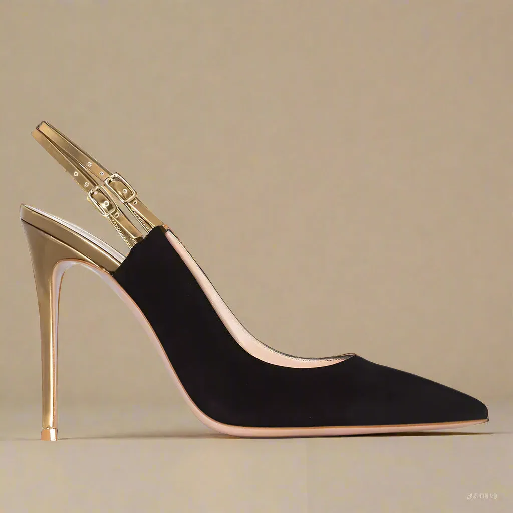 ELERA GOLD SLINGBACK HEEL