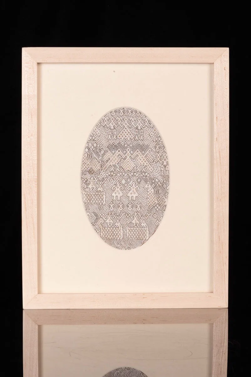 Feather Art Painting of Mazahua Indigenous Design by Eduardo Sánchez