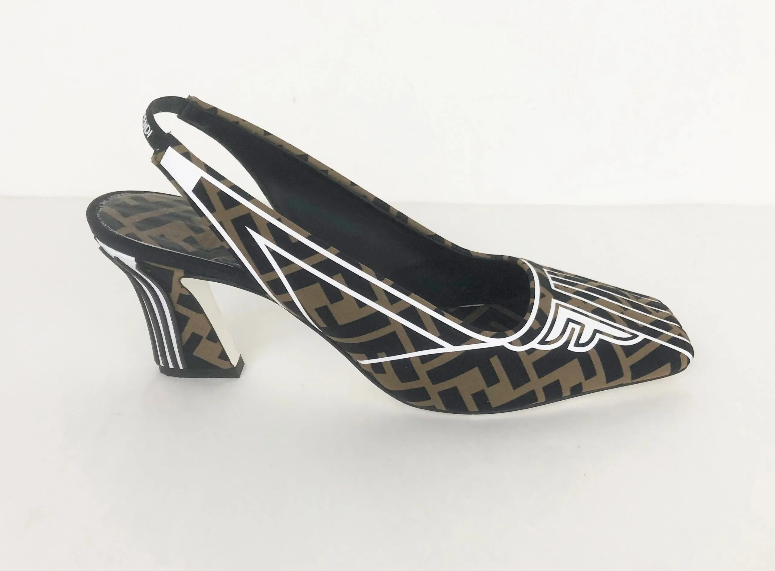 Fendi Zucca Print Slingback Size 40.5 It (10.5 Us)