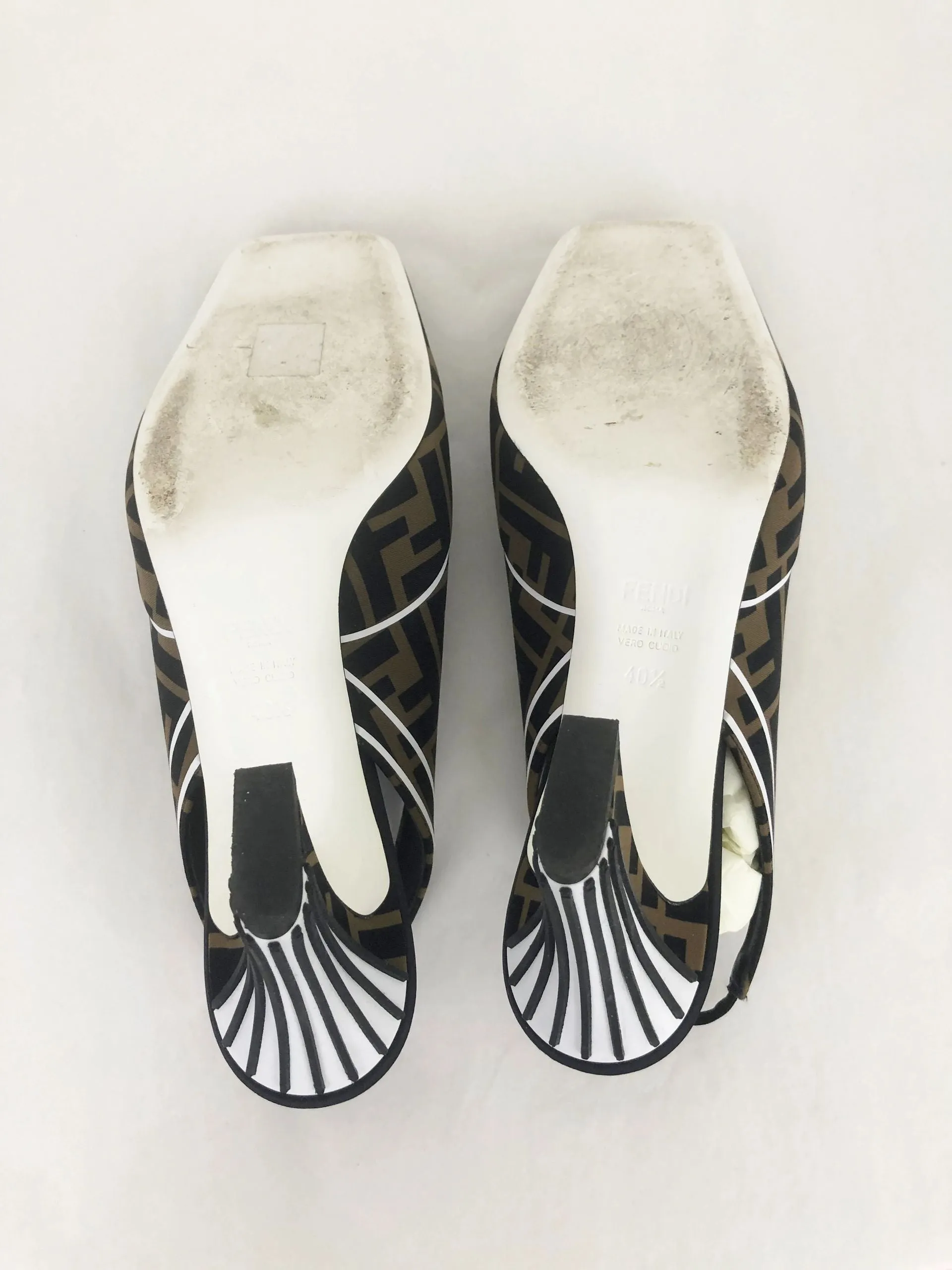 Fendi Zucca Print Slingback Size 40.5 It (10.5 Us)