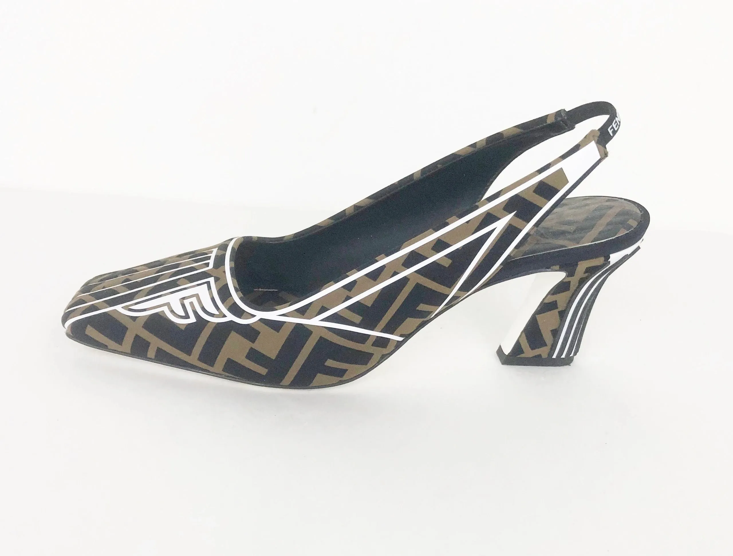 Fendi Zucca Print Slingback Size 40.5 It (10.5 Us)