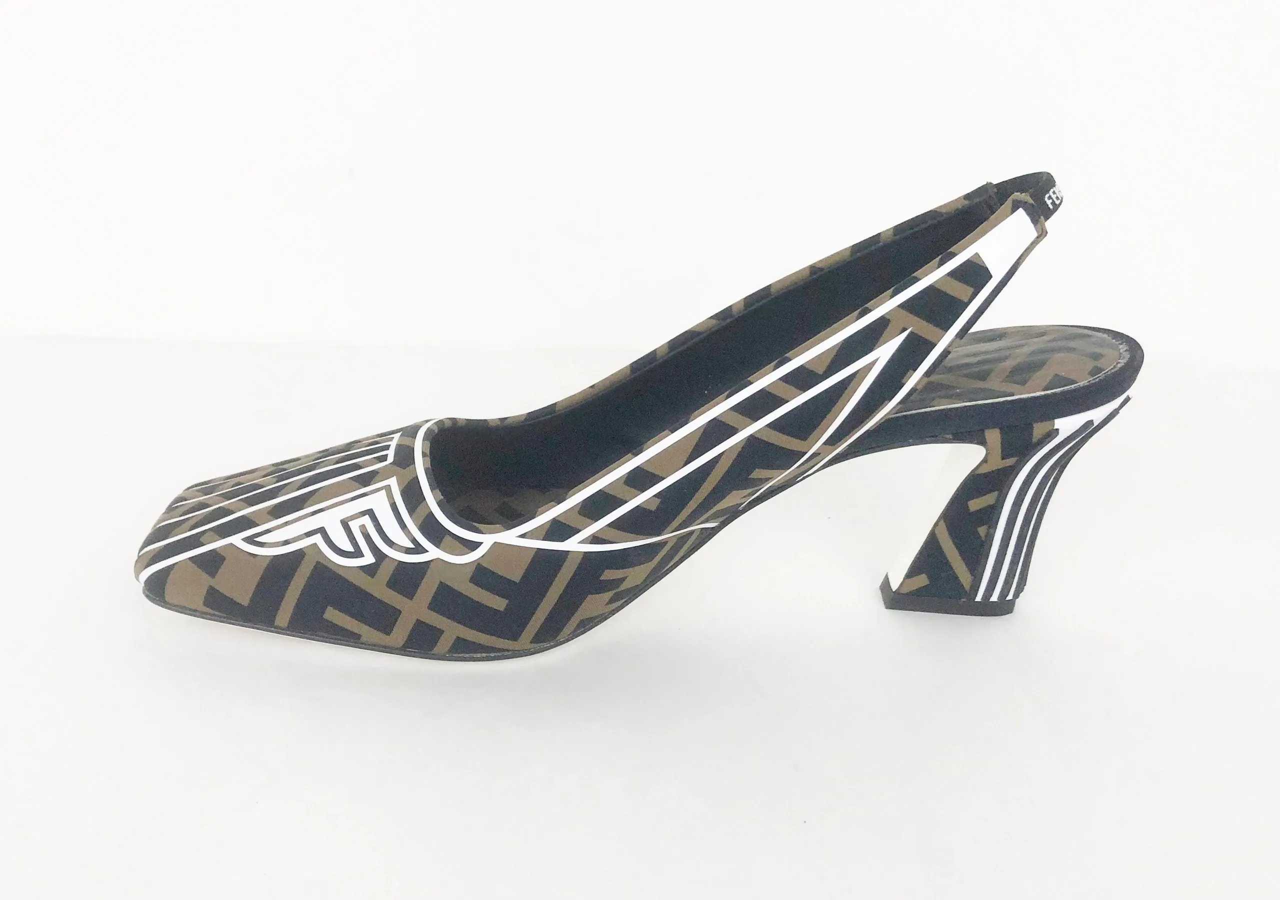 Fendi Zucca Print Slingback Size 40.5 It (10.5 Us)