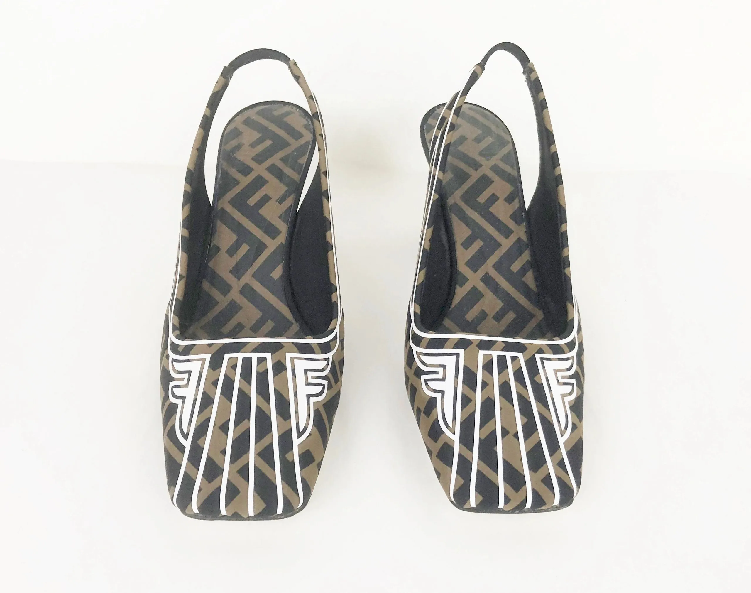 Fendi Zucca Print Slingback Size 40.5 It (10.5 Us)