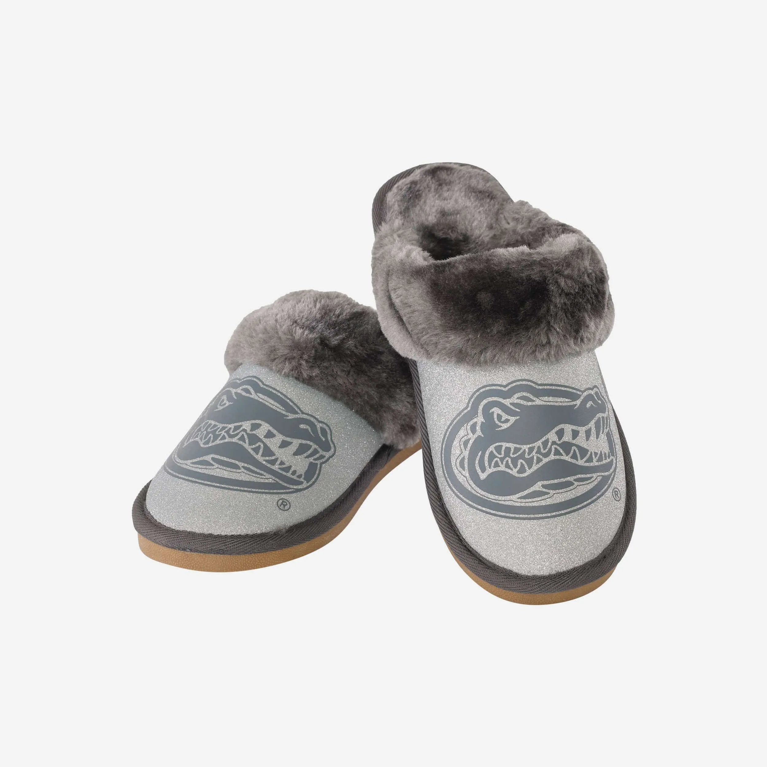 Florida Gators Womens Glitter Open Back Fur Moccasin Slipper