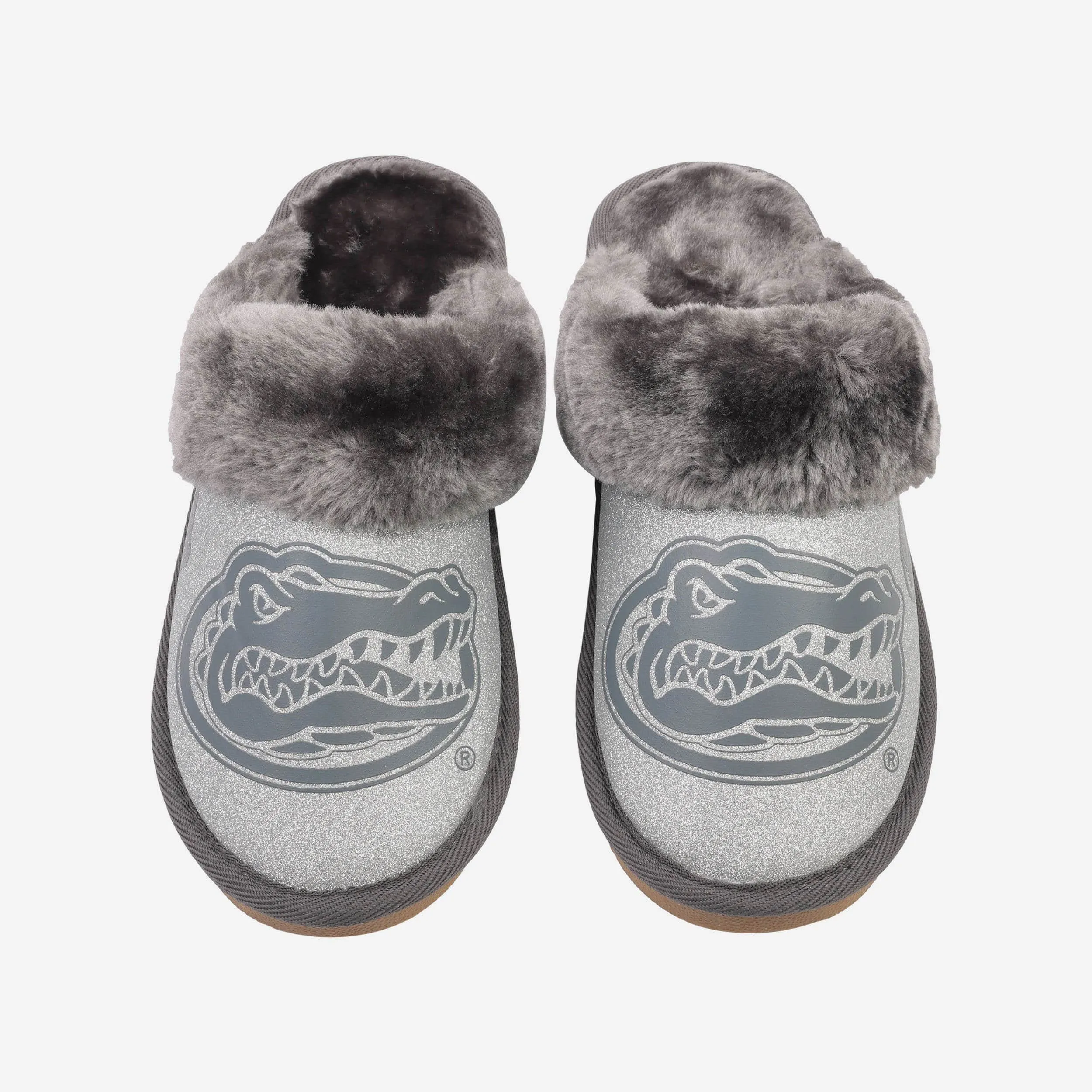Florida Gators Womens Glitter Open Back Fur Moccasin Slipper