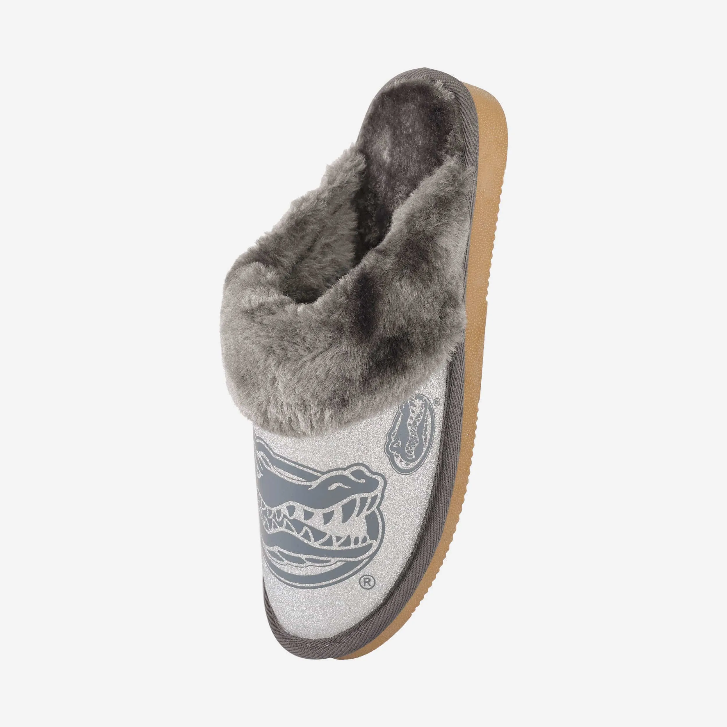 Florida Gators Womens Glitter Open Back Fur Moccasin Slipper
