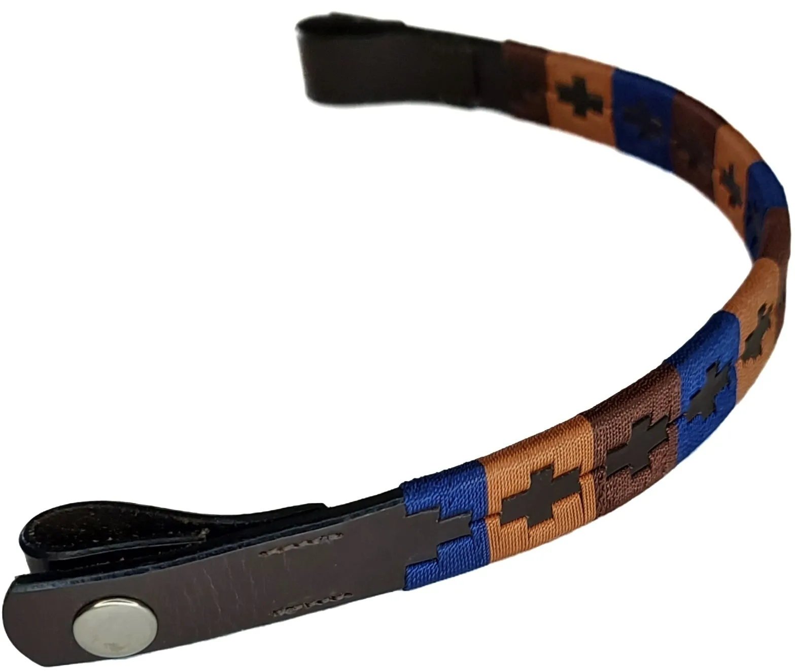 Gaucho Brown Leather Browband Navy, Brown and Burnt Orange