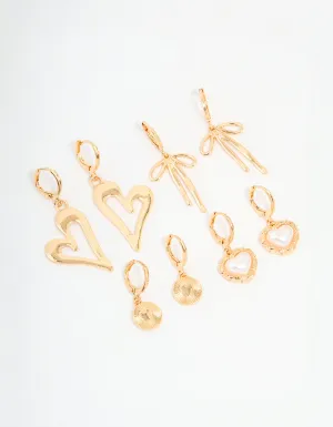 Gold Heart & Bow Shoe Charms Pack