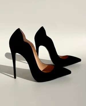 Grace Black Flock Heels