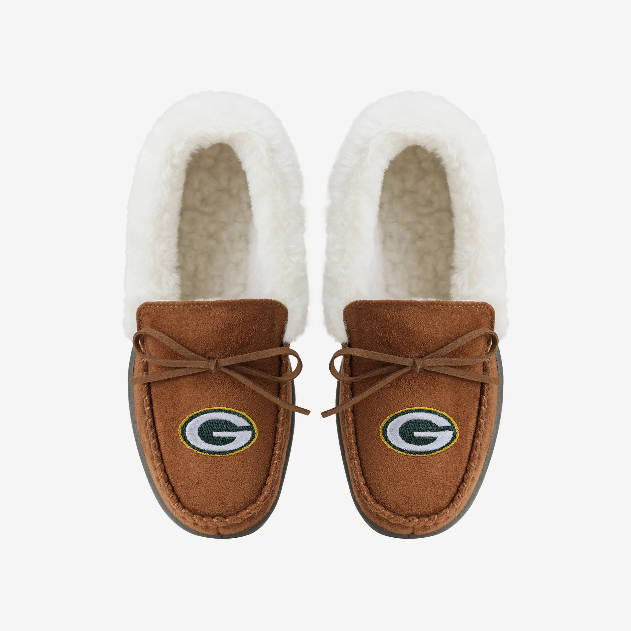 Green Bay Packers Womens Tan Moccasin Slipper