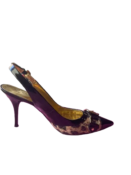 GUESS Black & Leopard Sling Back Heels
