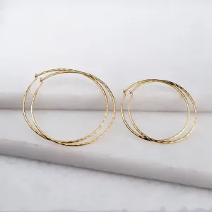 Hammered Hoops - Infinity Clasp Round Shape 14K Gold on Sterling Silver Earring