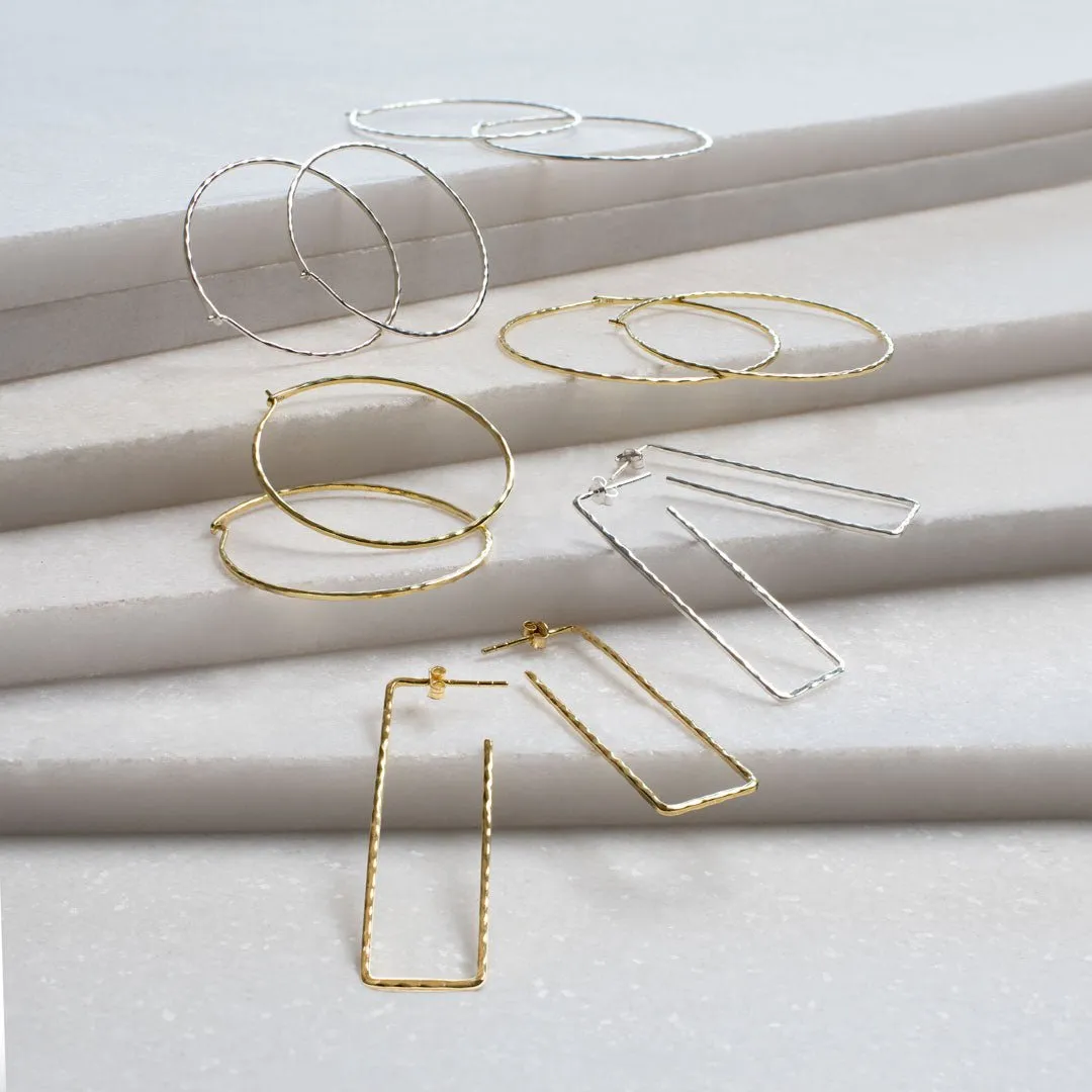 Hammered Hoops - Infinity Clasp Round Shape 14K Gold on Sterling Silver Earring