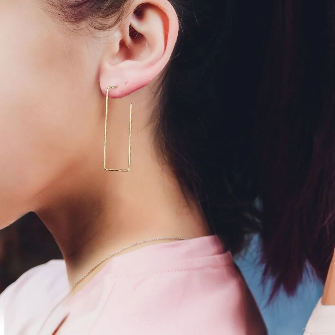 Hammered Hoops - Infinity Clasp Round Shape 14K Gold on Sterling Silver Earring