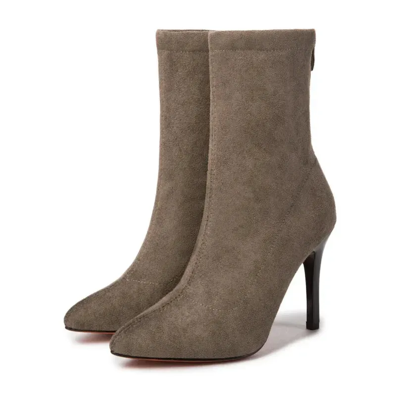 High Heels Boots Winter Thin Short Elastic Boot Luxury Stiletto Pointed Tight Boots