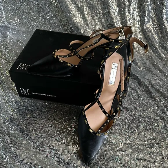 INC International Concept CARMAPNK Blush Black Heels Size 11 for Women