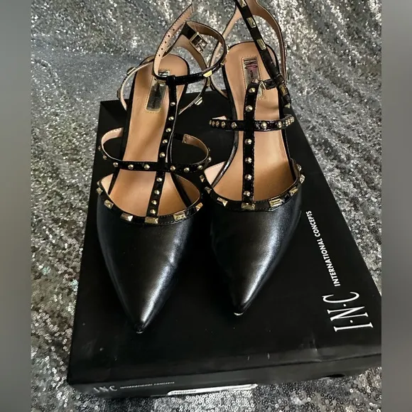 INC International Concept CARMAPNK Blush Black Heels Size 11 for Women