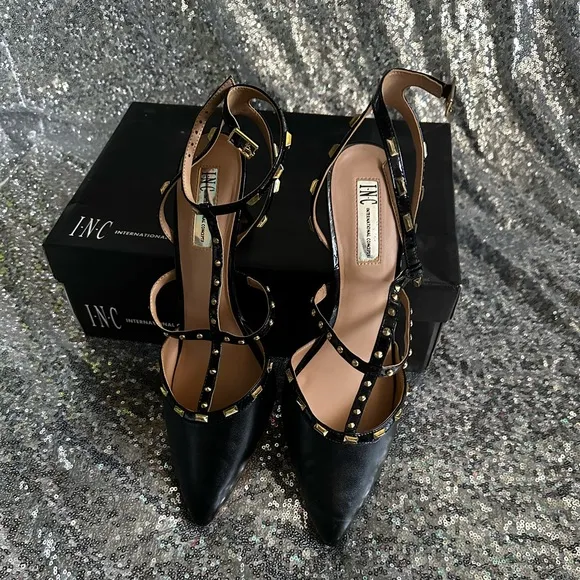 INC International Concept CARMAPNK Blush Black Heels Size 11 for Women