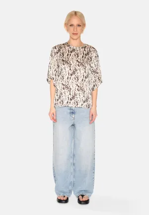 Janey short sleeved satin blouse 4194 - Coco Milk