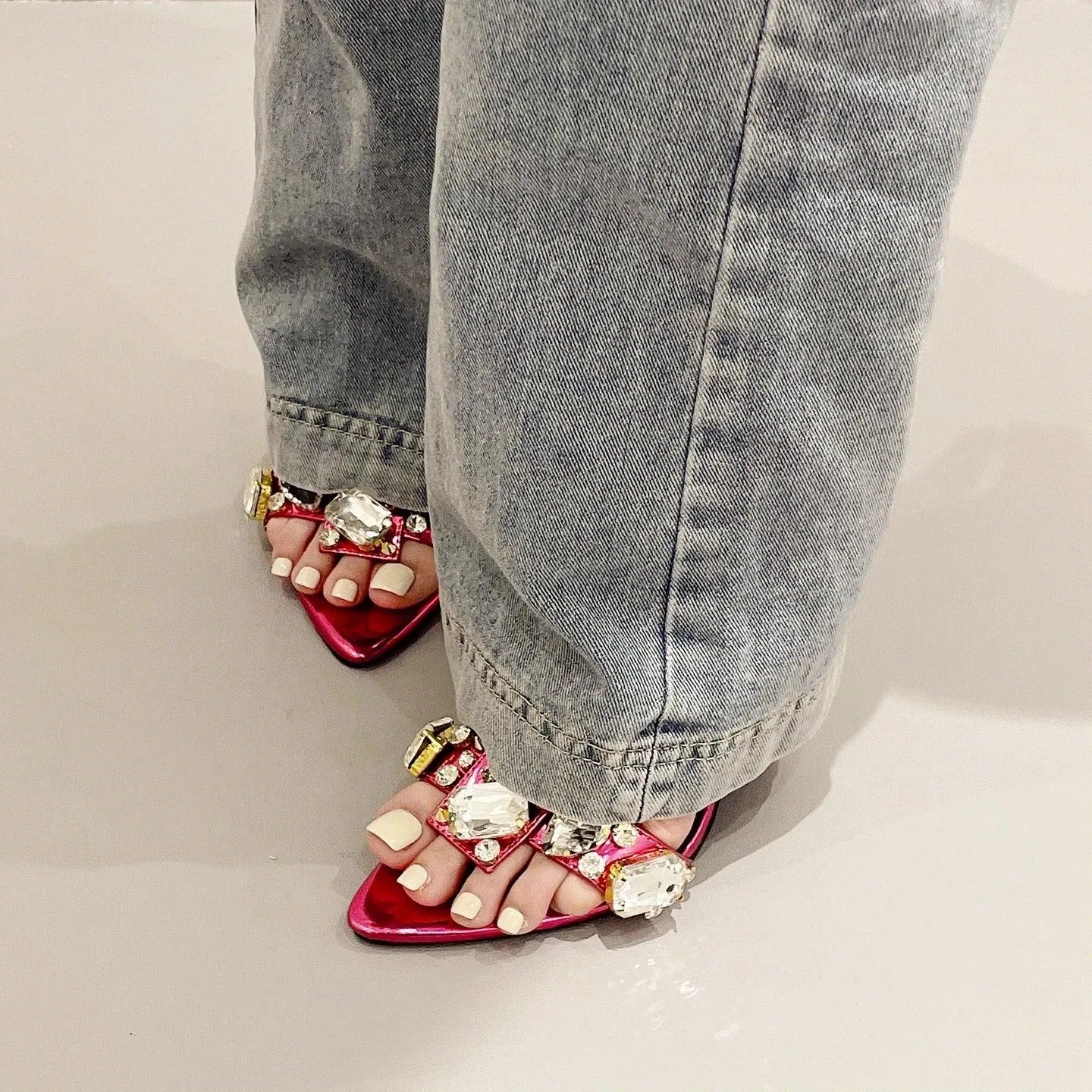 Jeremy Rhinestone Tie Up Heels