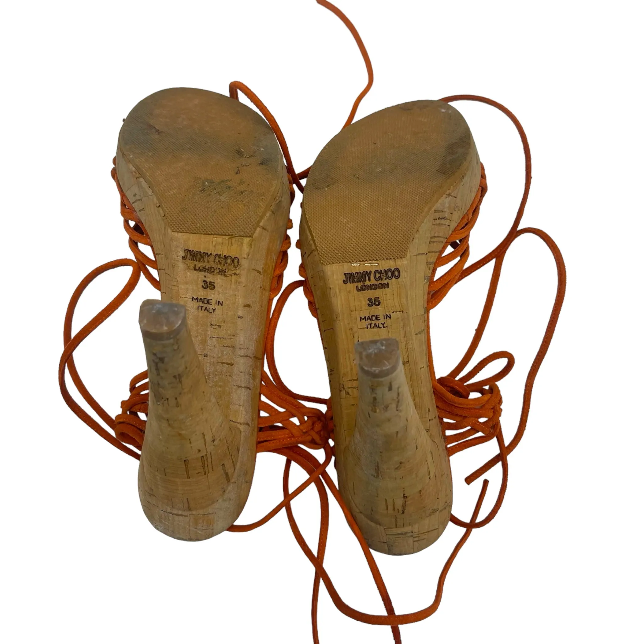 Jimmy Choo Suede Burnt Orange Sandals Size EU 35