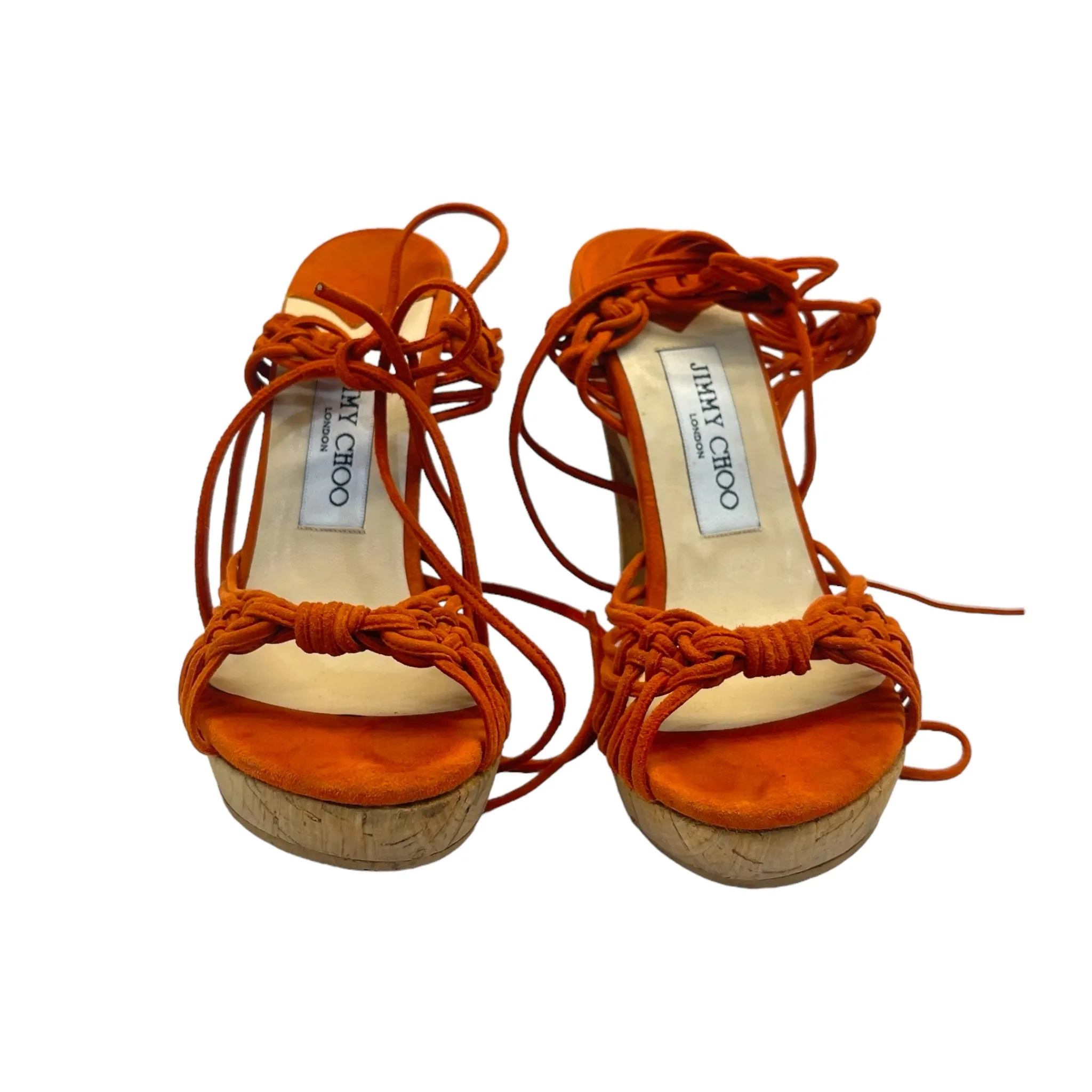 Jimmy Choo Suede Burnt Orange Sandals Size EU 35