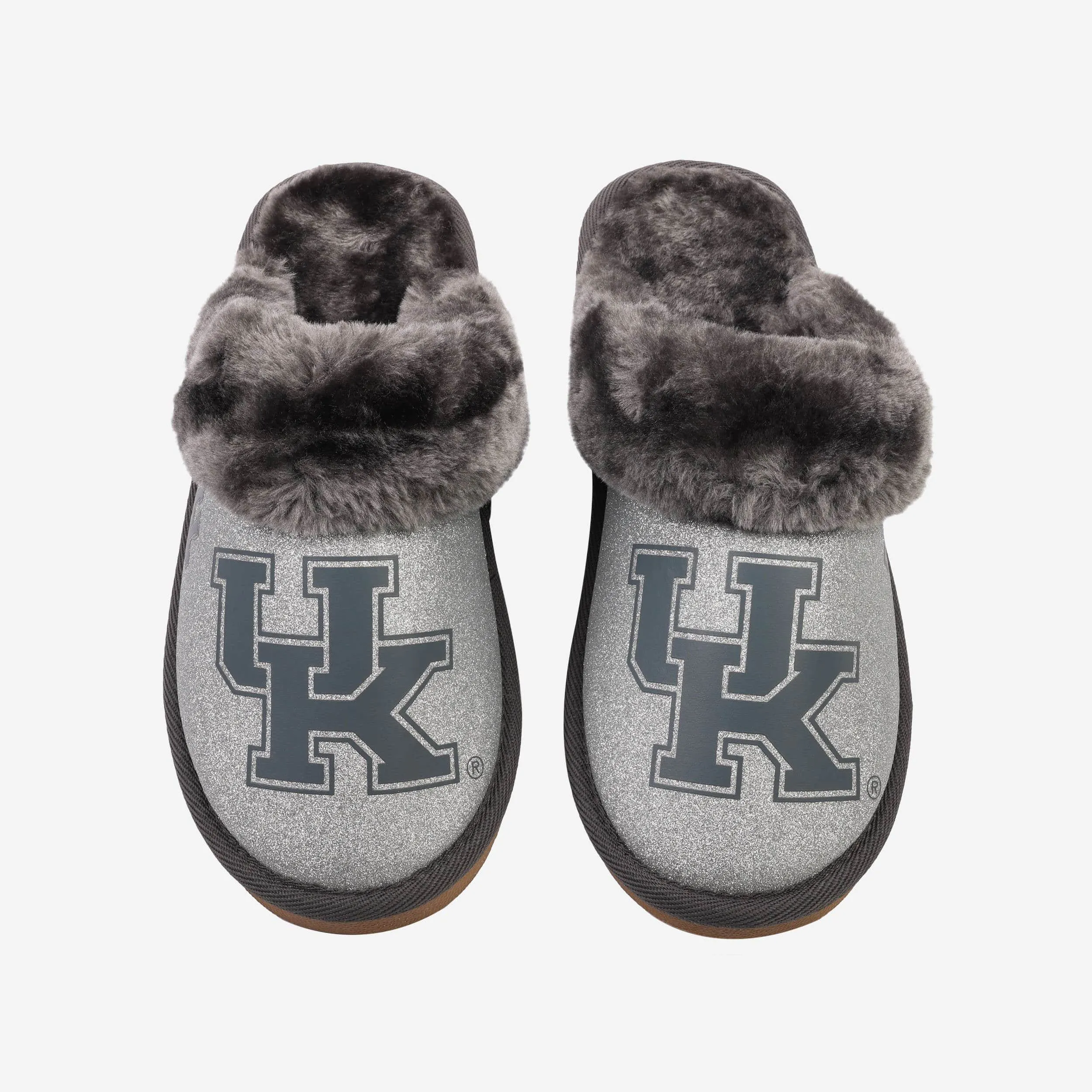 Kentucky Wildcats Womens Glitter Open Back Fur Moccasin Slipper