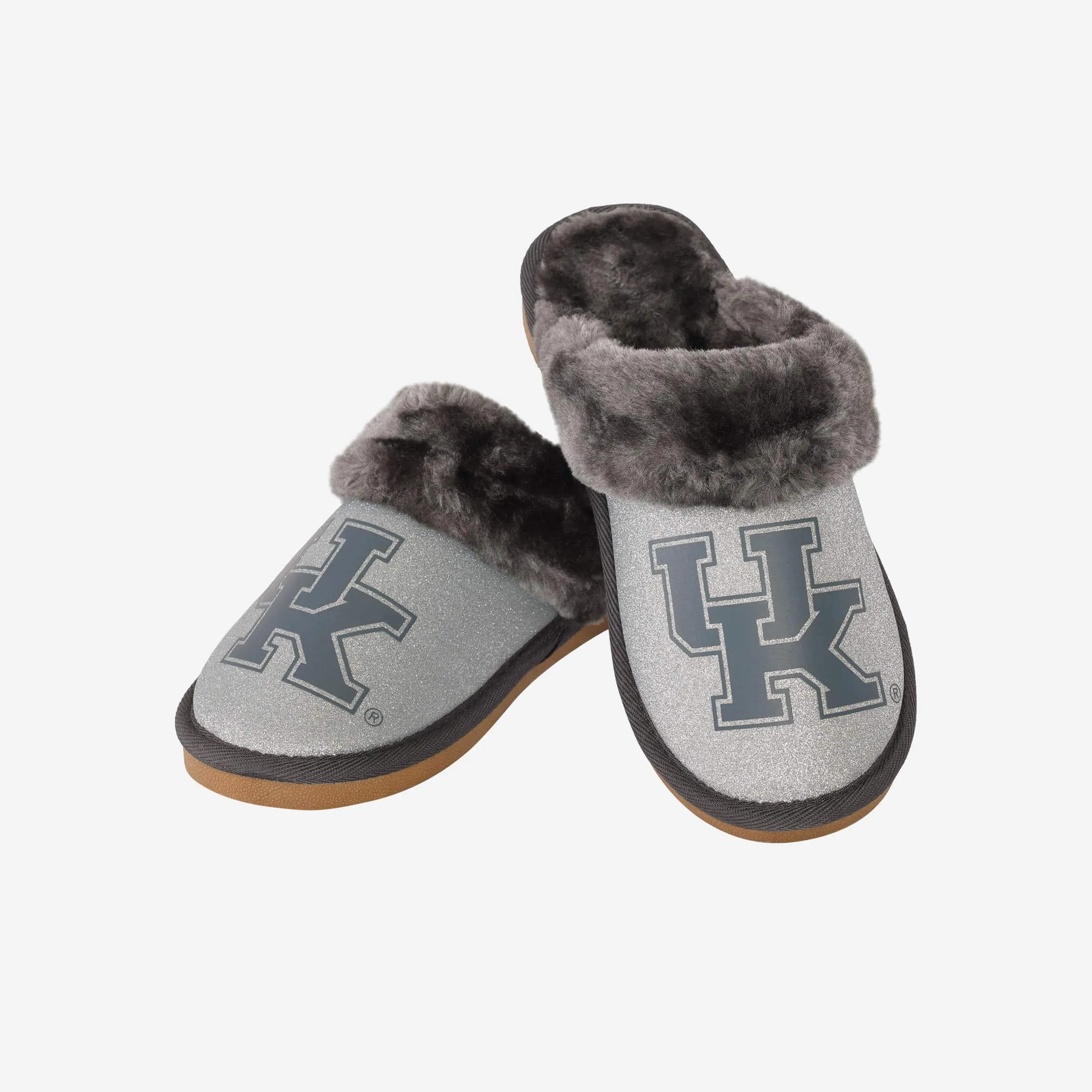 Kentucky Wildcats Womens Glitter Open Back Fur Moccasin Slipper