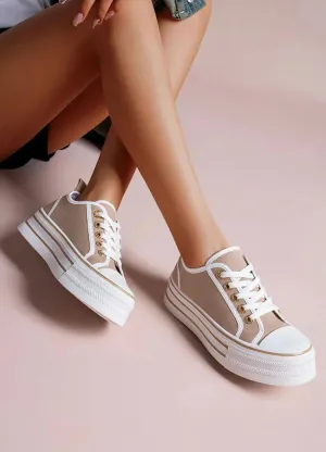 Khaki Platform Chunky Trainer