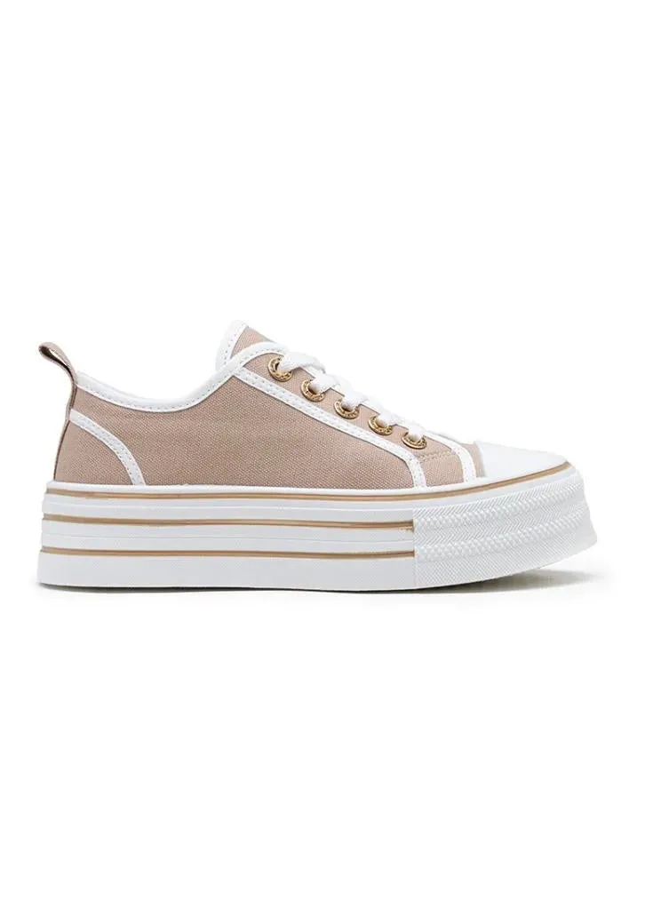 Khaki Platform Chunky Trainer