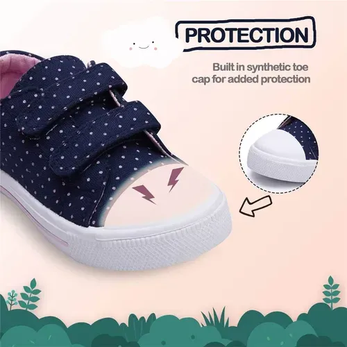 Kids Sneakers Boy and Girl Canvas Shoes Navy Dots - KKOMFORME