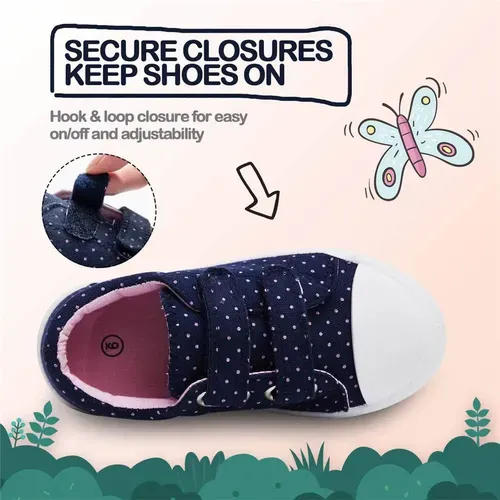 Kids Sneakers Boy and Girl Canvas Shoes Navy Dots - KKOMFORME