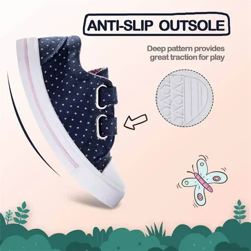 Kids Sneakers Boy and Girl Canvas Shoes Navy Dots - KKOMFORME