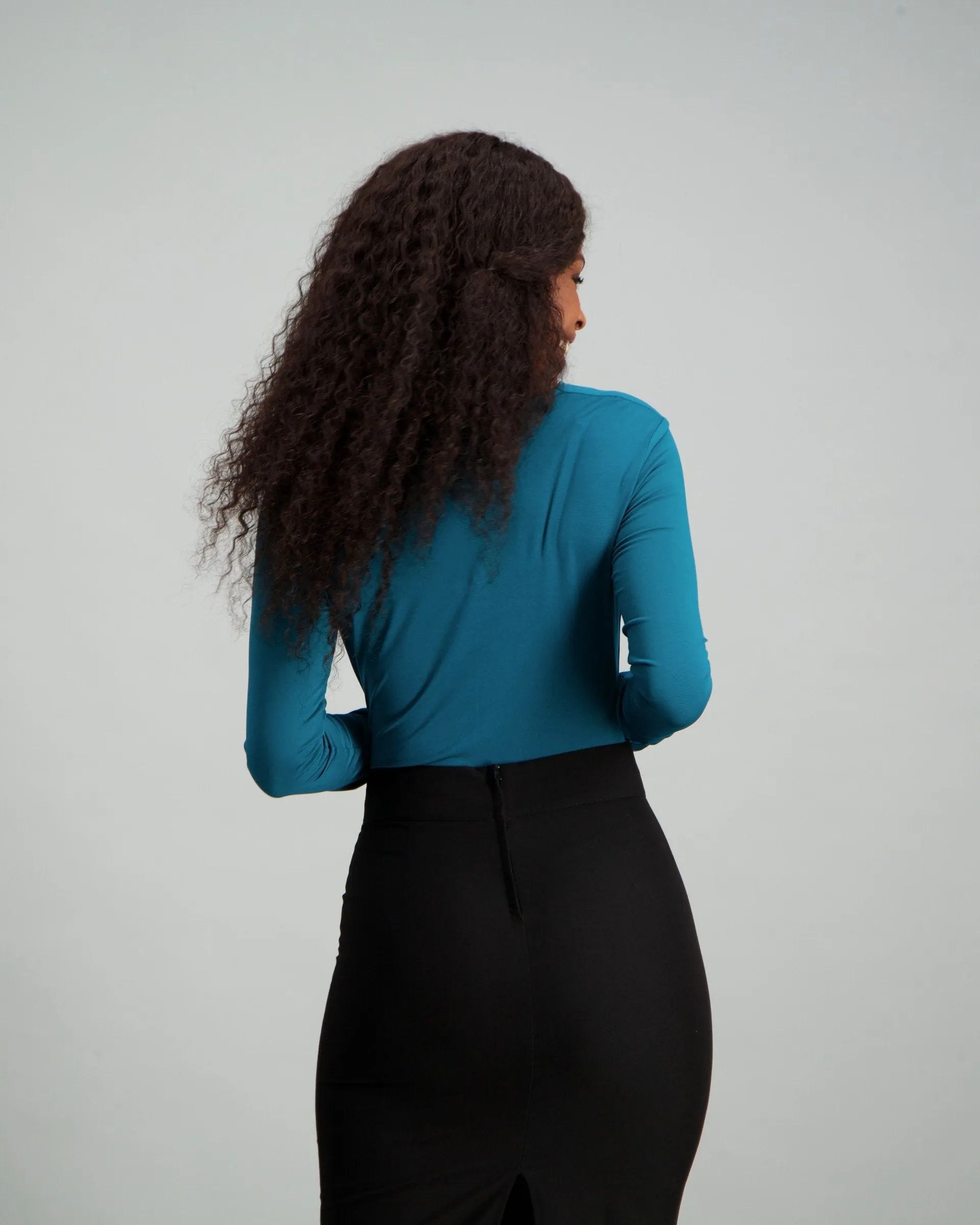Ladies Cowl Neck Bodysuit - Teal