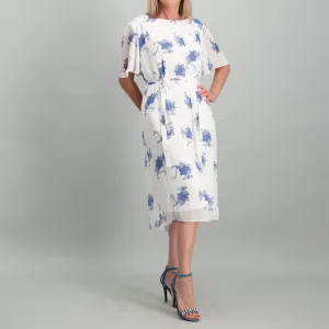 Ladies Print Sheath Dress - Cream