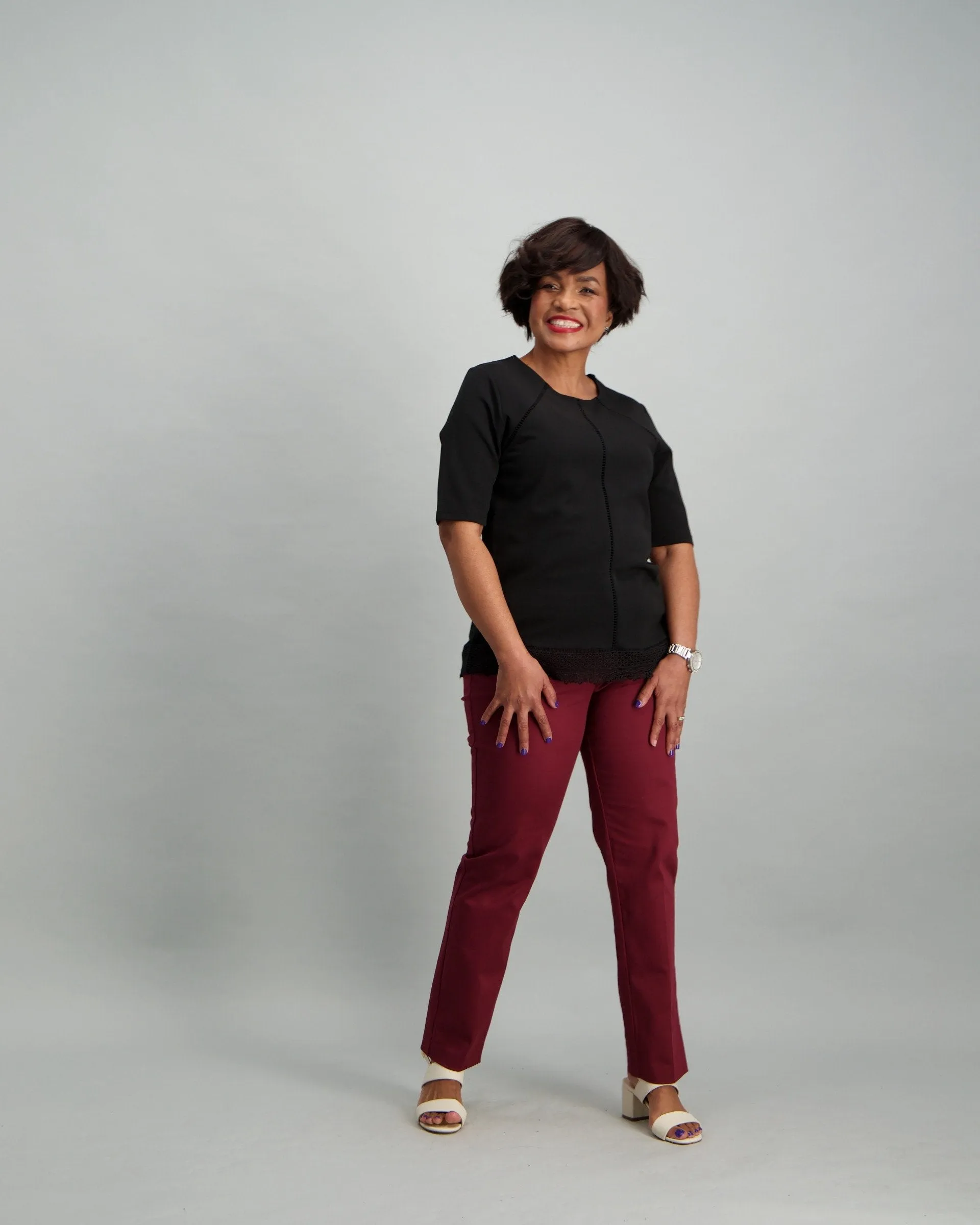 Ladies Sateen Pant - Burgundy