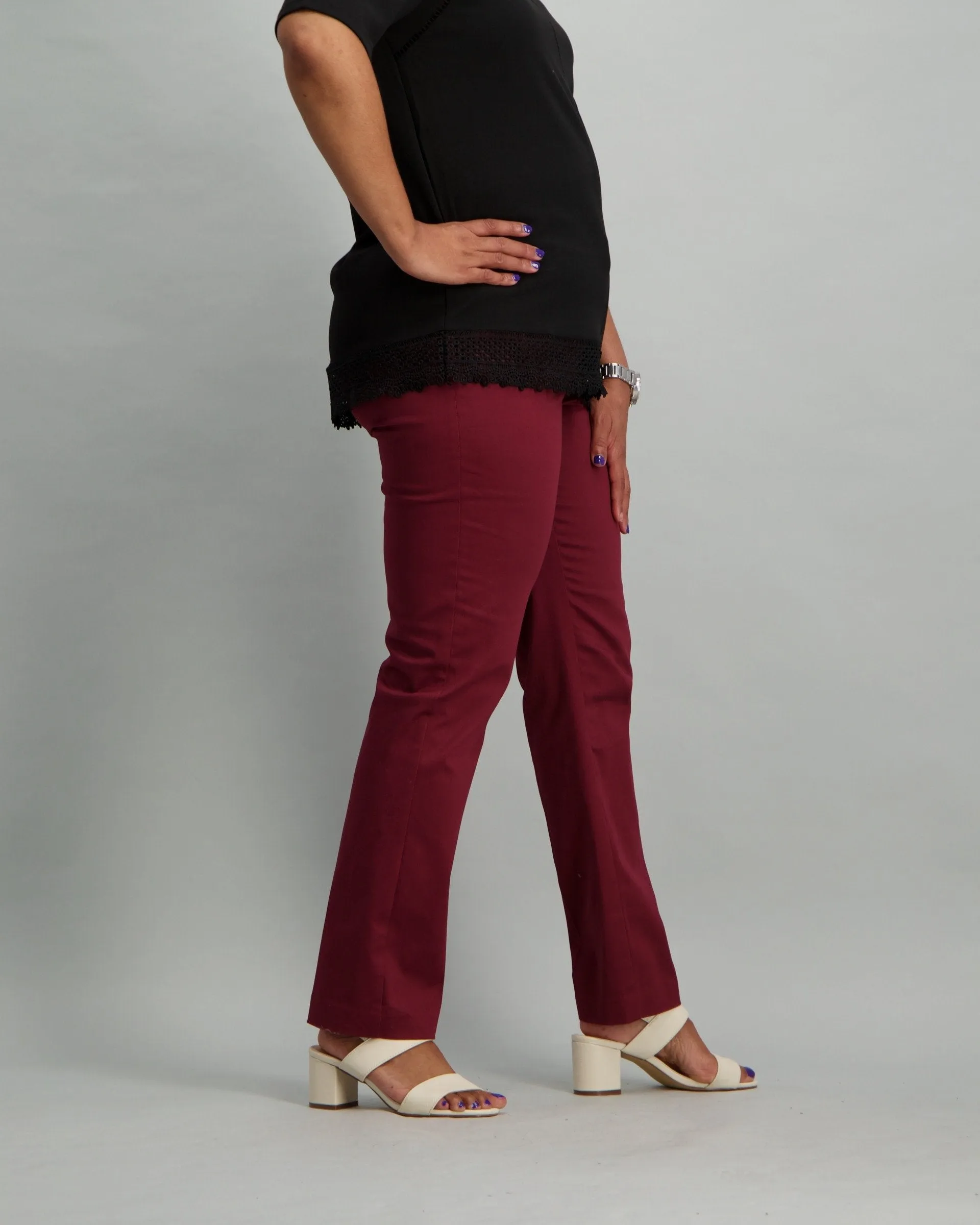 Ladies Sateen Pant - Burgundy