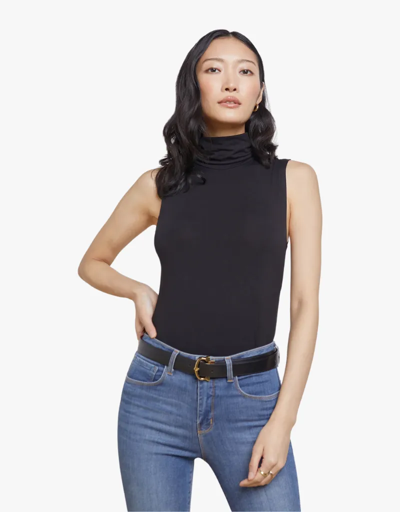 L'agence Ceci Sleeveless Turtleneck in Black
