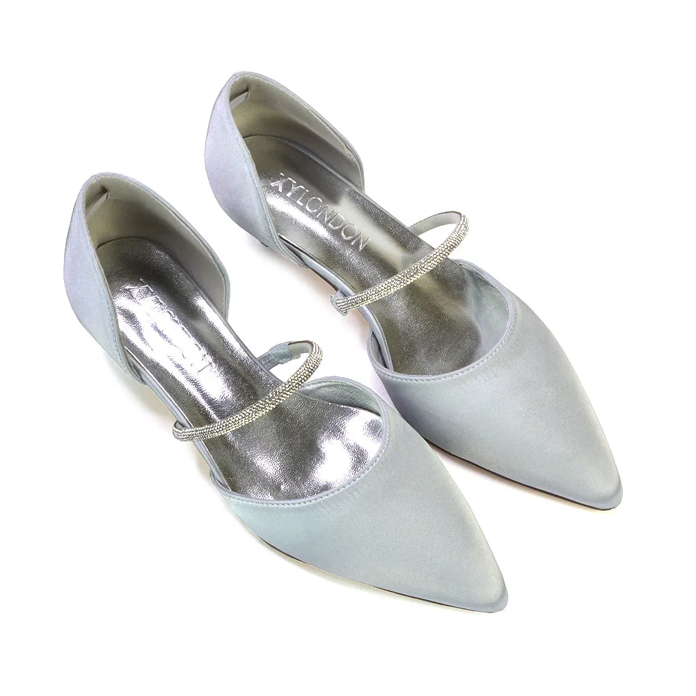 Laura Kitten Heel Diamante Pointed Toe Court Shoes Heels in Ivory