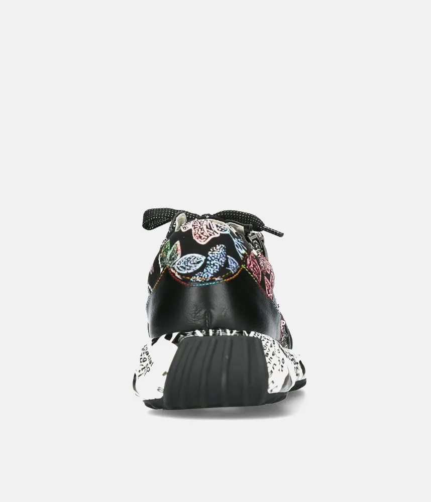 Laura Vita Pretty Black Floral Fashion Trainer