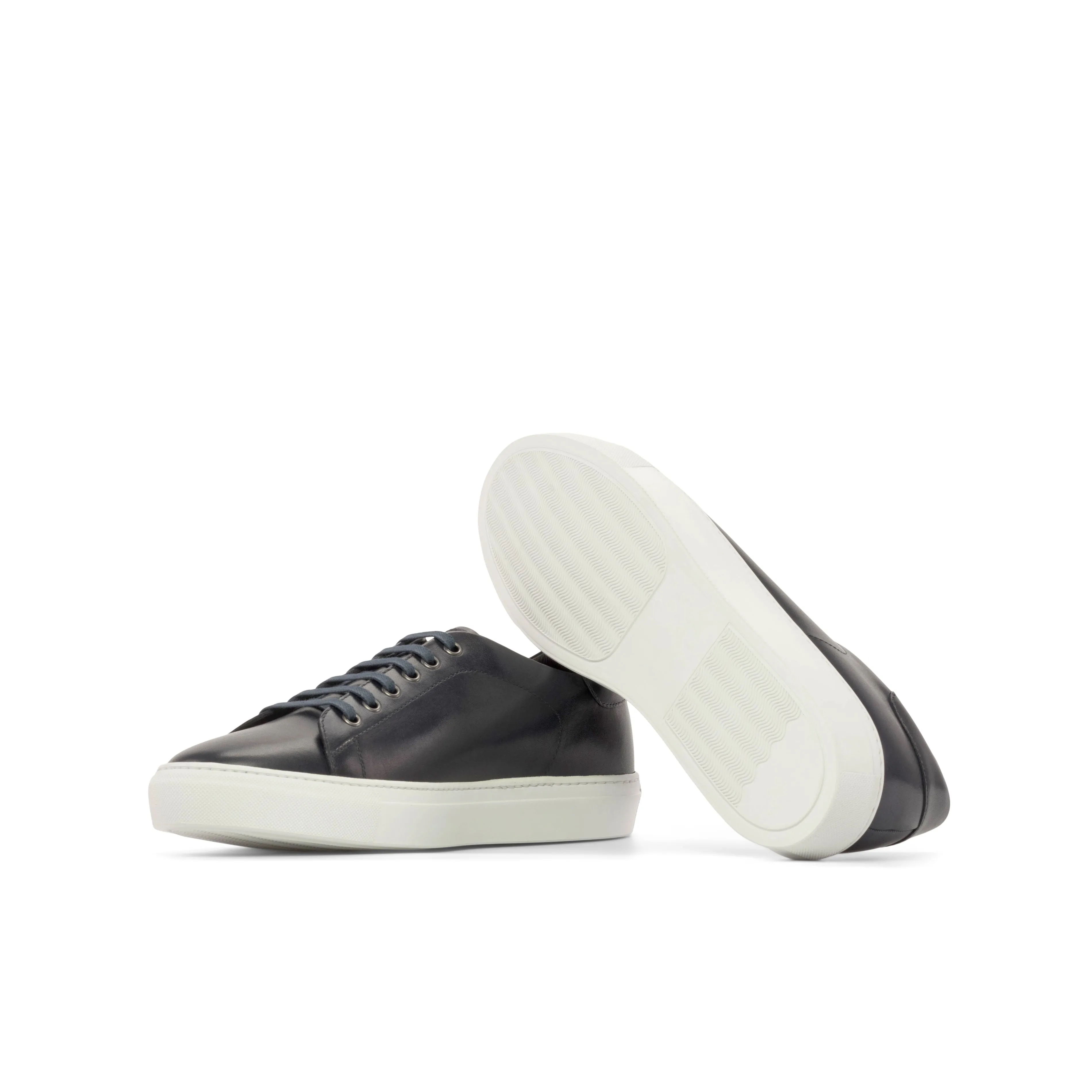 Leather Trainer │ Navy White Rubber Sole