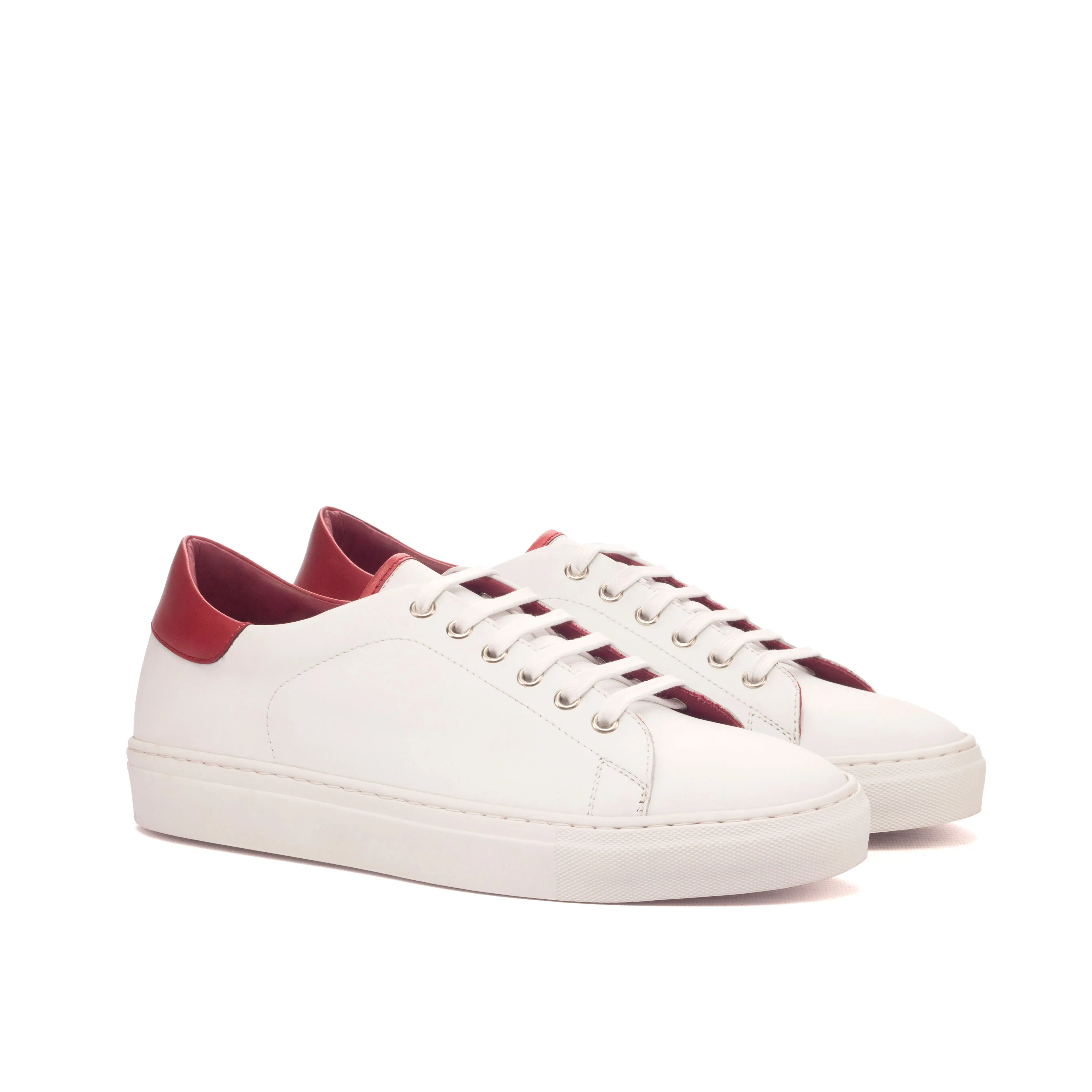 Leather Trainer │ White & Red