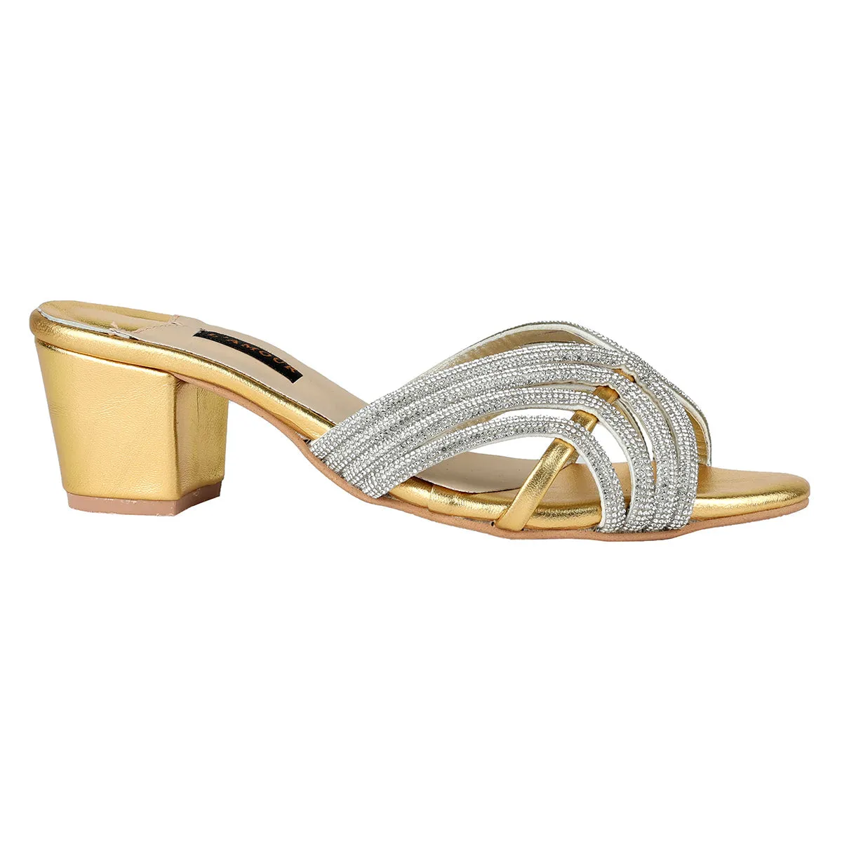 Leena Block Heels - Gold - Block Heels by L'amour