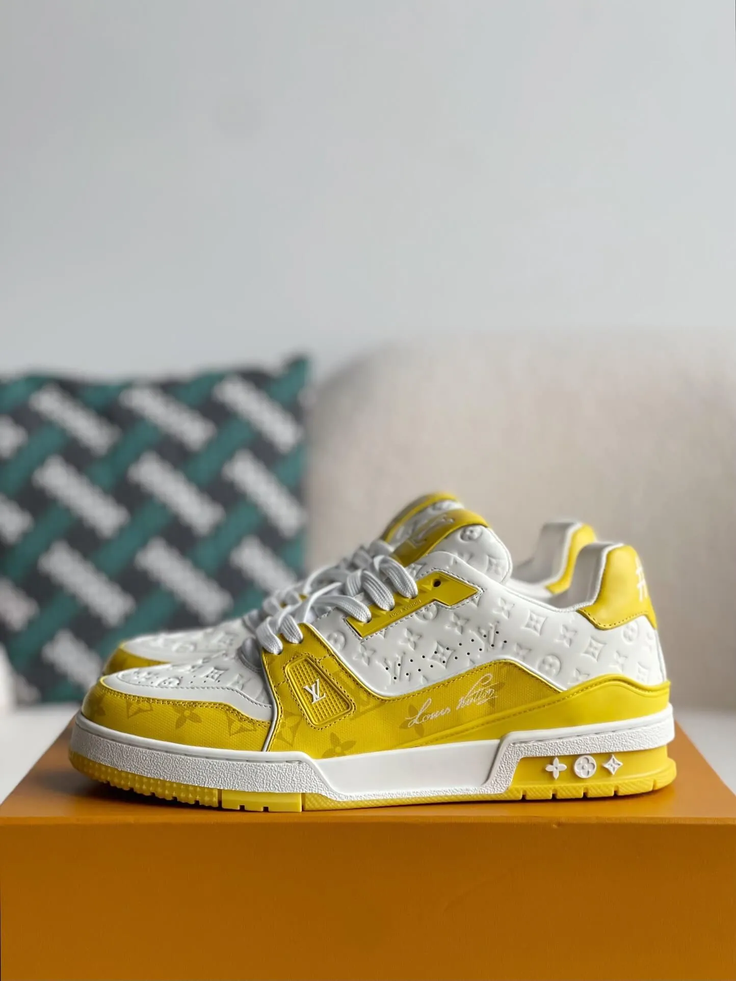 Louis Vuitton LV Monogram Yellow White Trainer Sneaker